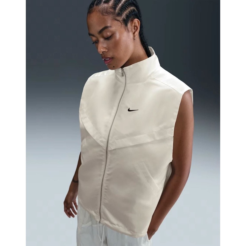 Nike vest womens M Medium HV2472-133 white oversized polyester pockets zip $75